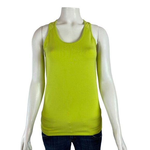 Athleta Womens Tank Top Small Yellow Ruched Mesh Back - Picture 1 of 4